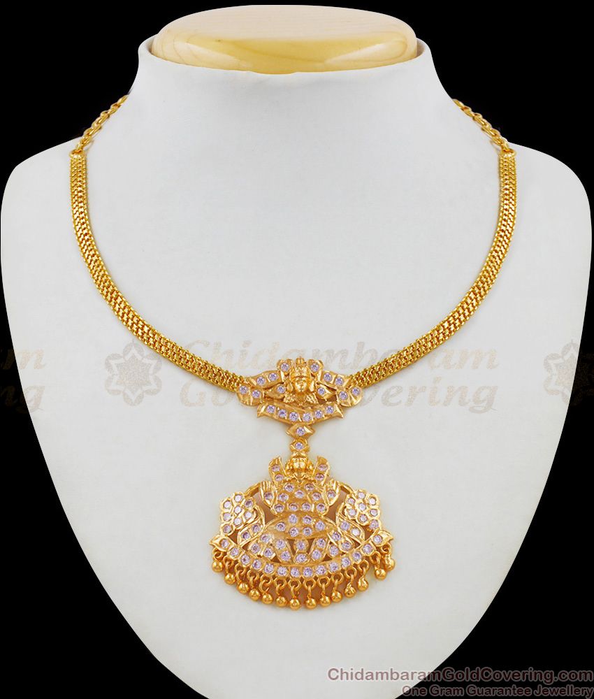 Gold Bridal Jewelry Gati Stone Lakshmi Pattern Impon Necklace NCKN1778