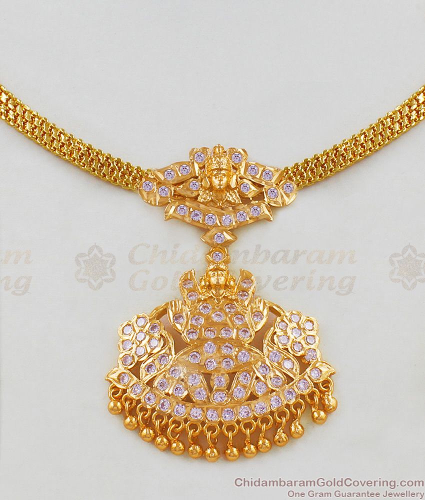 Gold Bridal Jewelry Gati Stone Lakshmi Pattern Impon Necklace NCKN1778