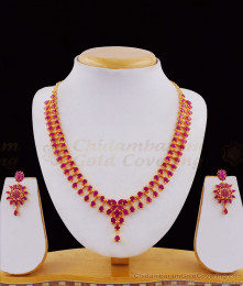 Full Ruby Stone Mullaipoo Necklace Earring Set Collection NCKN1784 Full Ruby Stone Mullaipoo Necklace Earring Set Collection NCKN1784