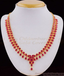 Full Ruby Stone Mullaipoo Necklace Earring Set Collection NCKN1784 Full Ruby Stone Mullaipoo Necklace Earring Set Collection NCKN1784