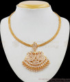 Gold Bridal Jewelry Gati Stone Side Mugappu Swan Pattern Impon Necklace With Stones NCKN1788