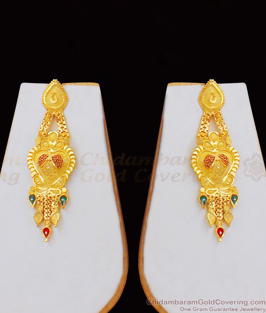 Enamel Forming Gold Bridal Necklace With Earrings Combo Set Collection NCKN1791