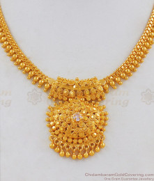 Golden Beads Single White Stone Gold Necklace Collections NCKN1797