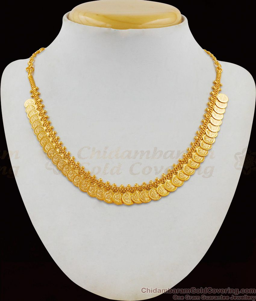 Light Weight Lashmi Kasu Malai Necklace Collection One Gram Gold NCKN1800