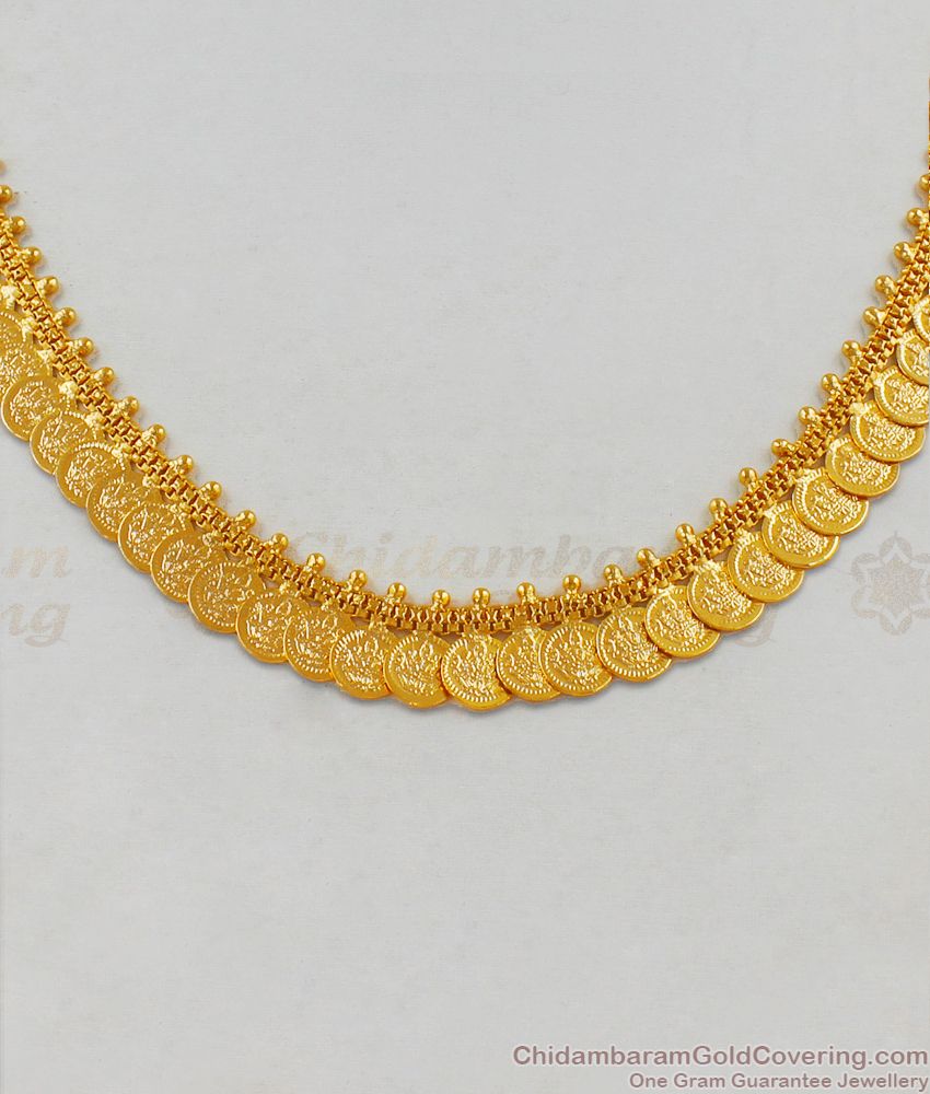 Light Weight Lashmi Kasu Malai Necklace Collection One Gram Gold NCKN1800