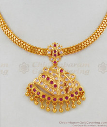 Original Gati Stone Five Metal Gold Attigai Impon Jewellery Swan Design NCKN1807 Original Gati Stone Five Metal Gold Attigai Impon Jewellery Swan Design NCKN1807