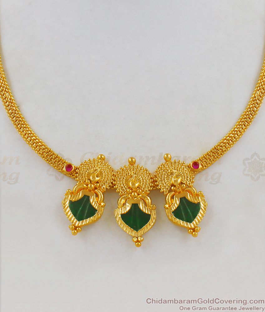 Green Stone Palakka Necklace Online Traditional Kerala Jewelry NCKN1818