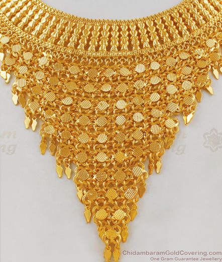 Grand Kerala Net Pattern Gold Plated Choker Necklace Bridal Wear NCKN1820
