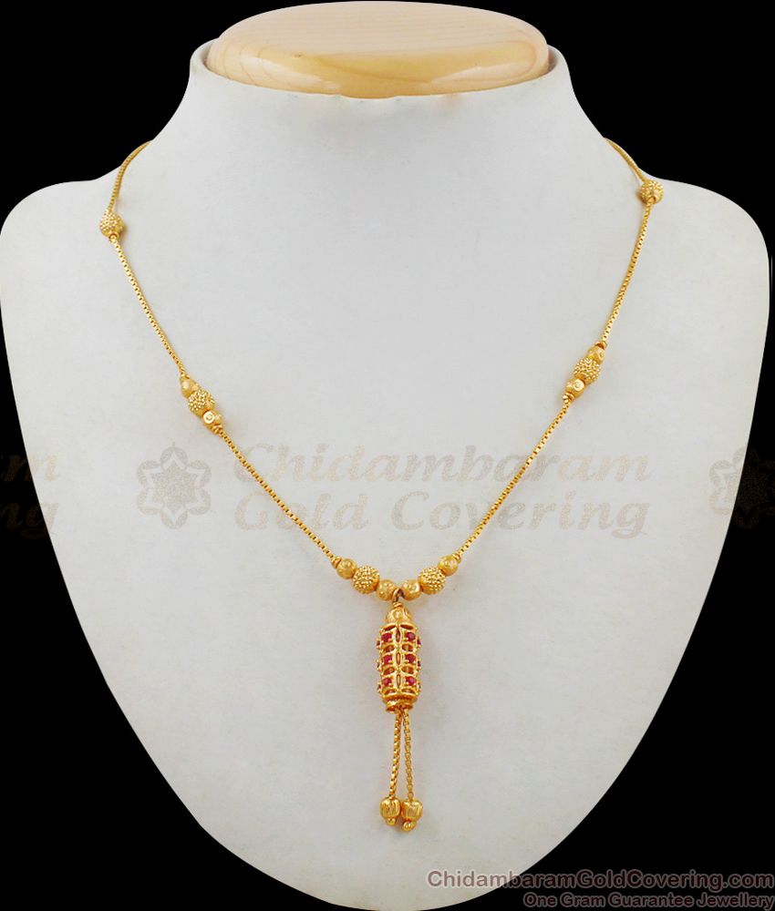 Latest Pendant Type Ruby Stone Short Chain Collections For Party Wear NCKN1826