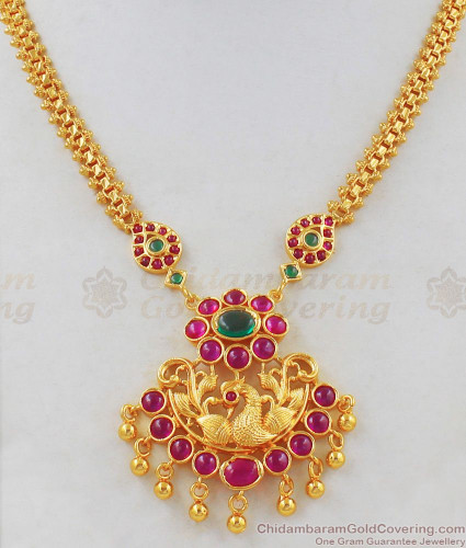 Multi Kemp Stone Gold Necklace Design 