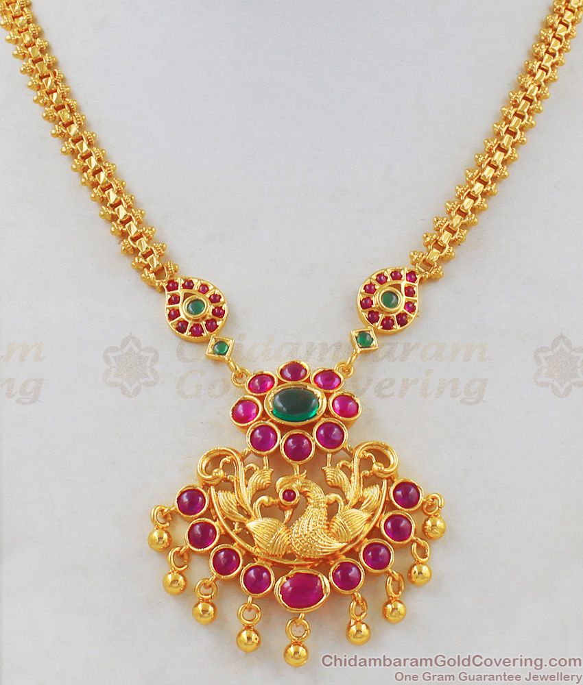 Attractive Multi Kemp Stone Gold Necklace Design For Function Wear NCKN1833