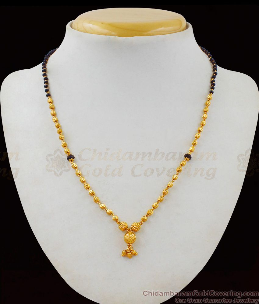 Single Line Gold Black Crystal Imitation Mangalsutra Necklace Collection NCKN1835