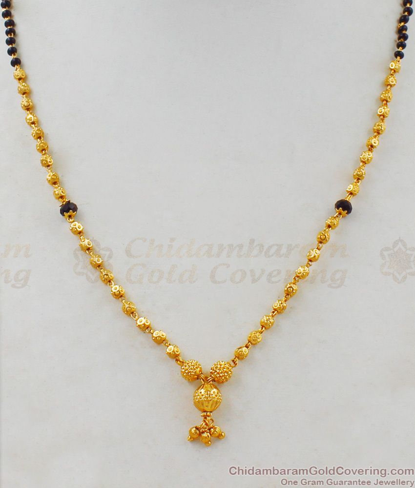 Single Line Gold Black Crystal Imitation Mangalsutra Necklace Collection NCKN1835