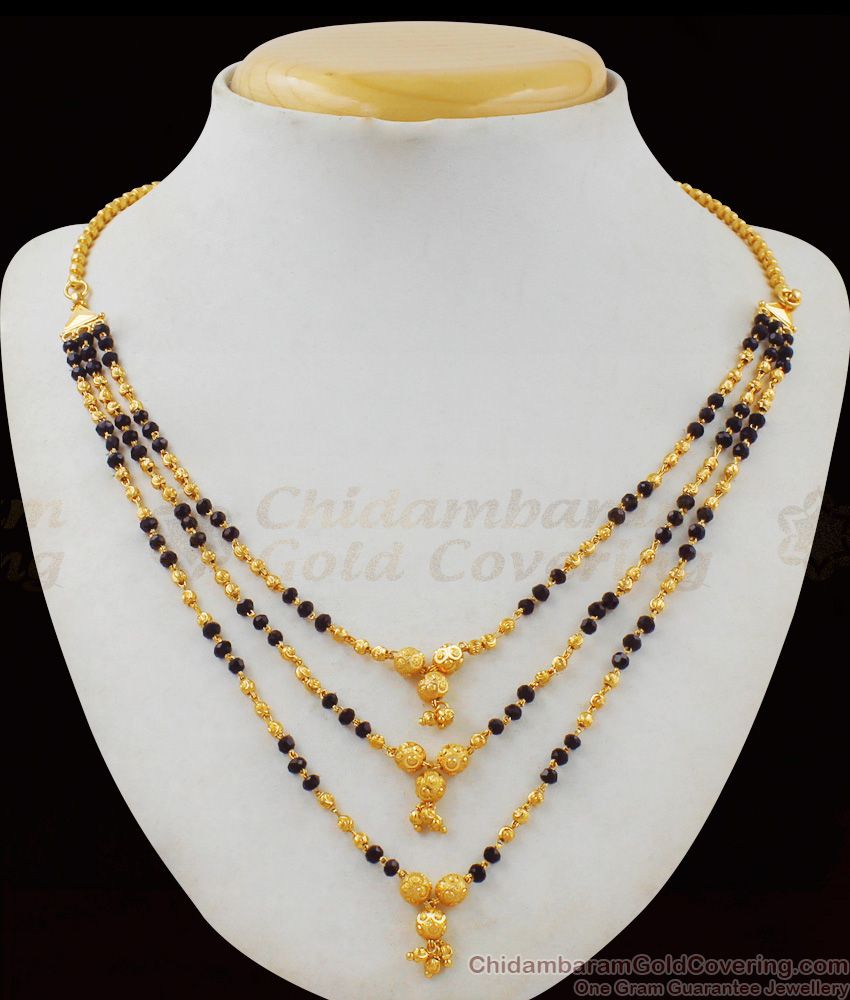  Multiline Gold Necklace Design Black Crystal Imitation Jewelry Collection For Women NCKN1837