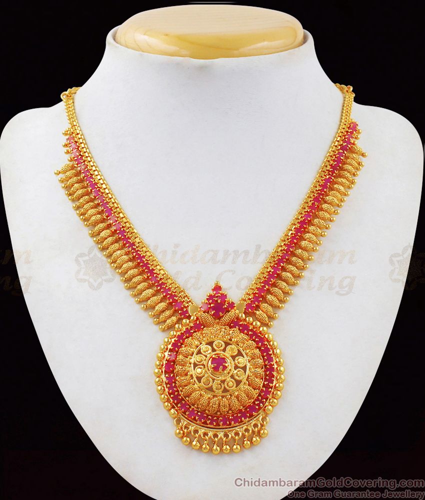  Full Ruby Stone Gold Necklace Stunning Collection For Function Wear NCKN1844