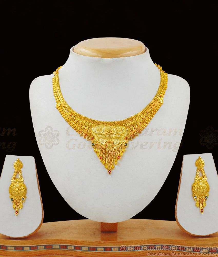 Stunning Gold Necklace Design Forming Bridal Collection For Women NCKN1855