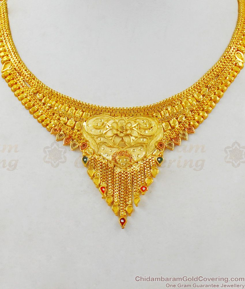 Stunning Gold Necklace Design Forming Bridal Collection For Women NCKN1855