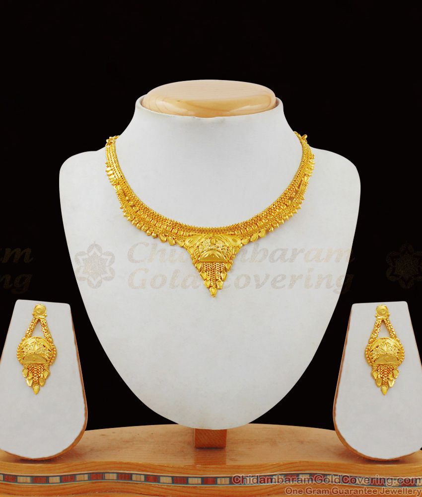 Light Weight Two Gram Gold Inspired Forming Necklace Combo Set NCKN1858