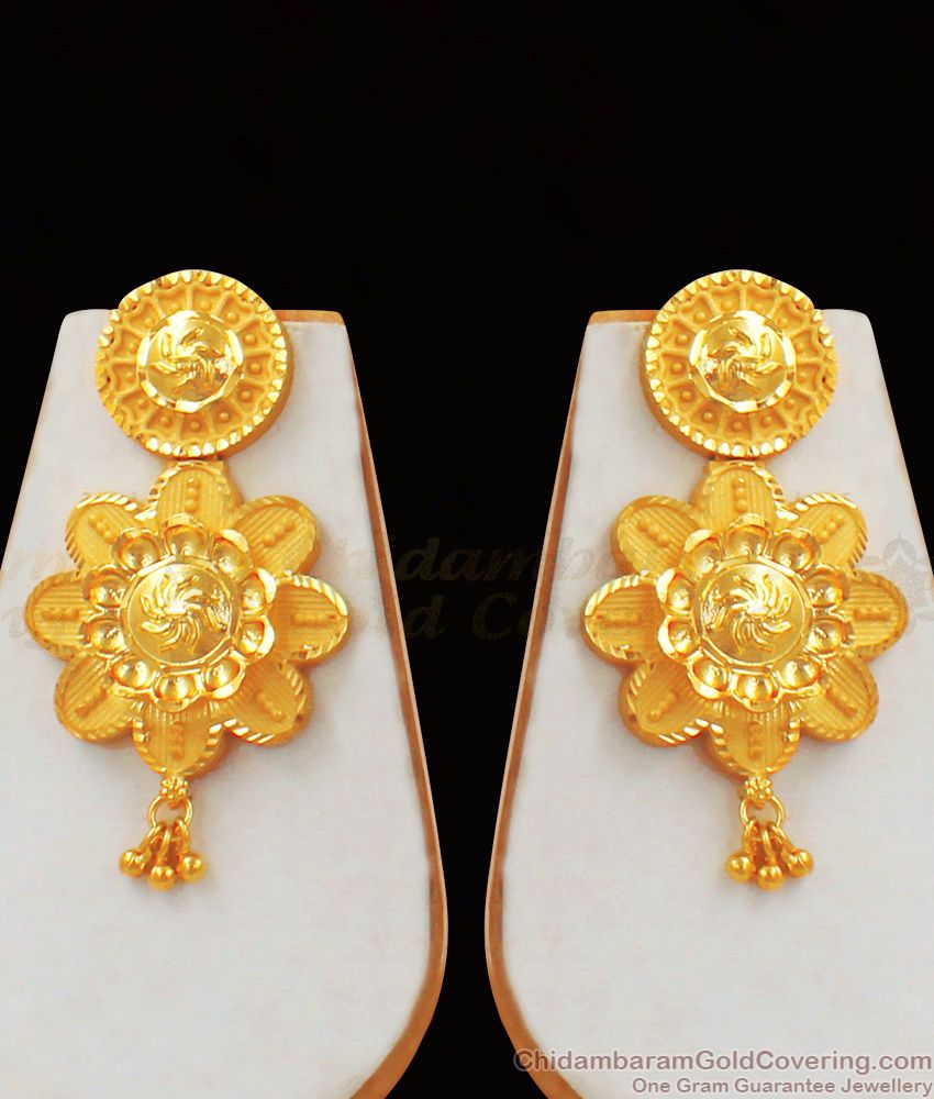 Grand Real Gold Pattern Forming Choker Pin Type Earrings Bridal Jewelry NCKN1860