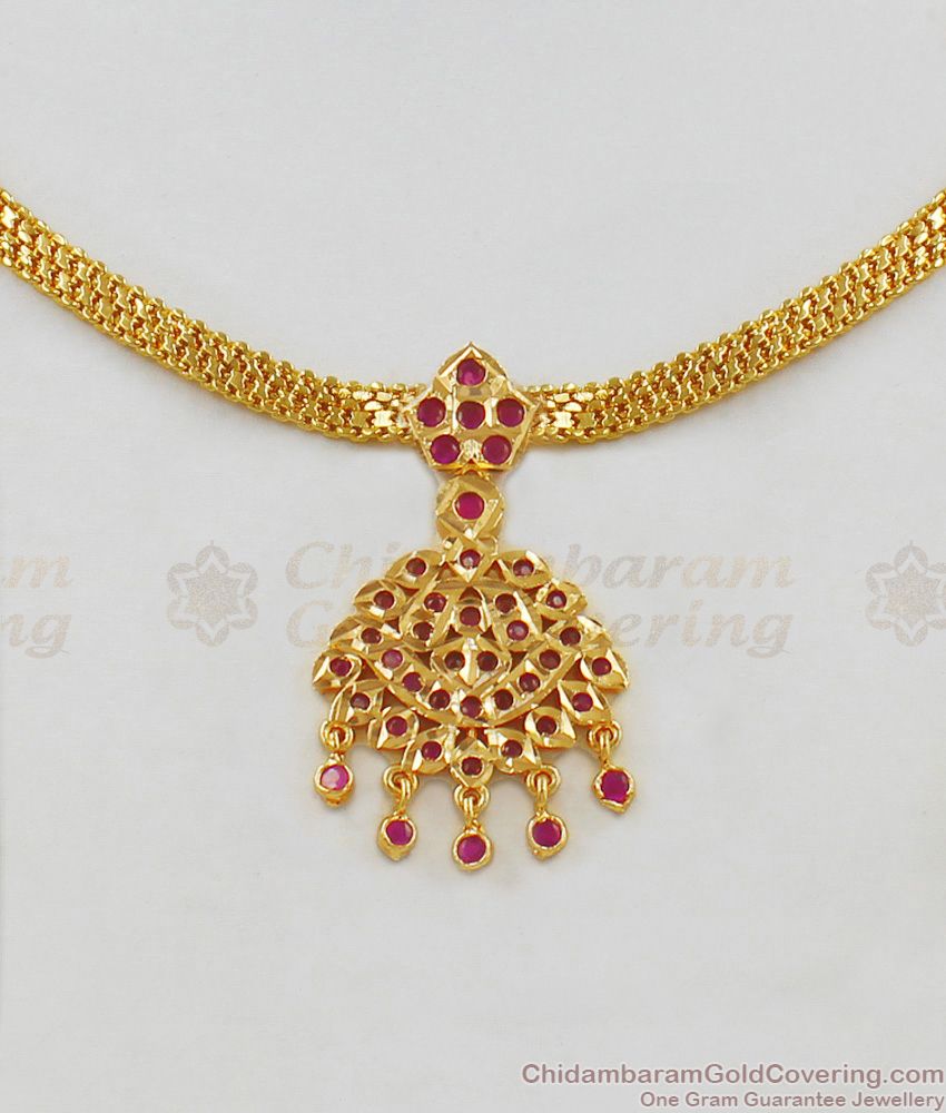 New Collection Impon Attigai With Full Ruby Dollar Necklace For Marriage Functions NCKN1862