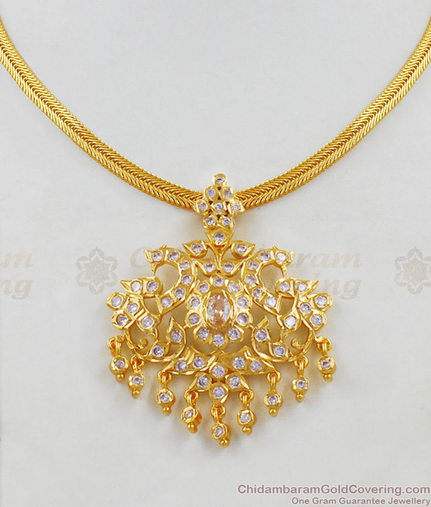 First Quality White Colour Gati Stones Big Impon Peacock Necklace Collections New Arrival NCKN1868