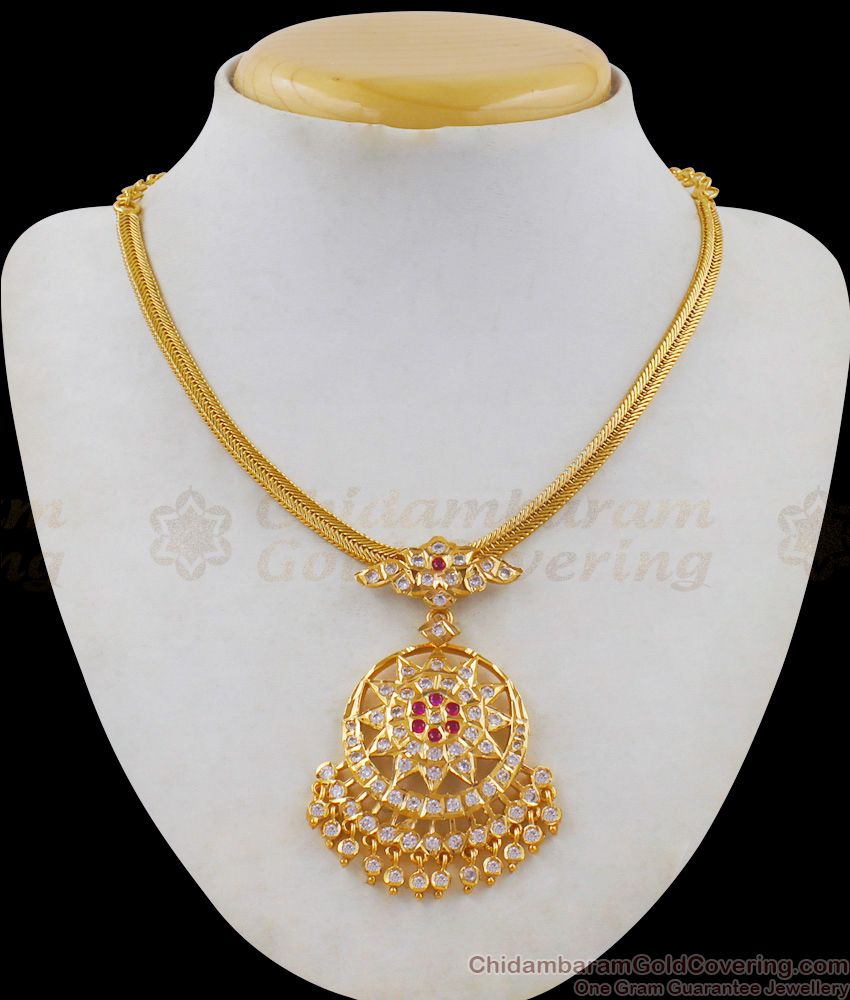 One Gram Gold Old Model Attigai Necklace Designs Marriage Jewelry NCKN1871