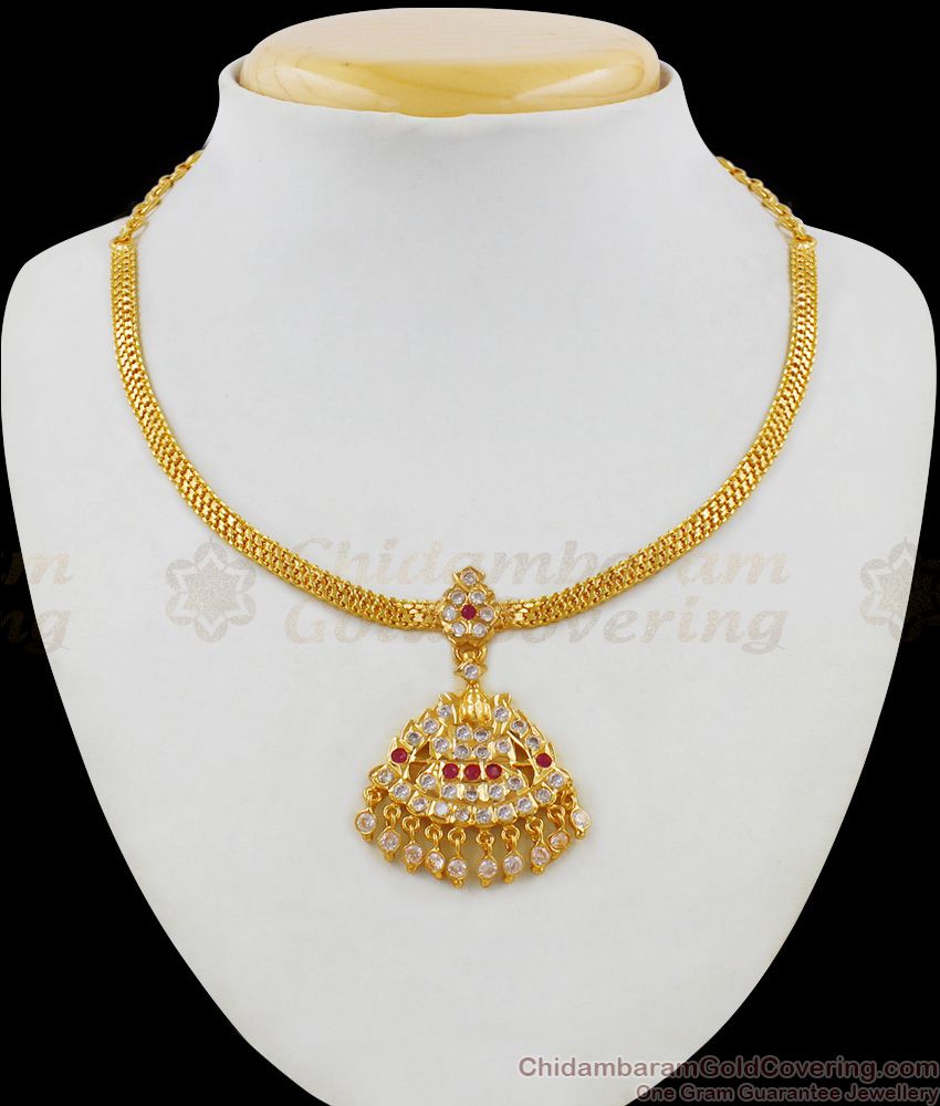 South Indian Naan Patti Laxmi Necklace Designs One Gram Gold Jewelry NCKN1874