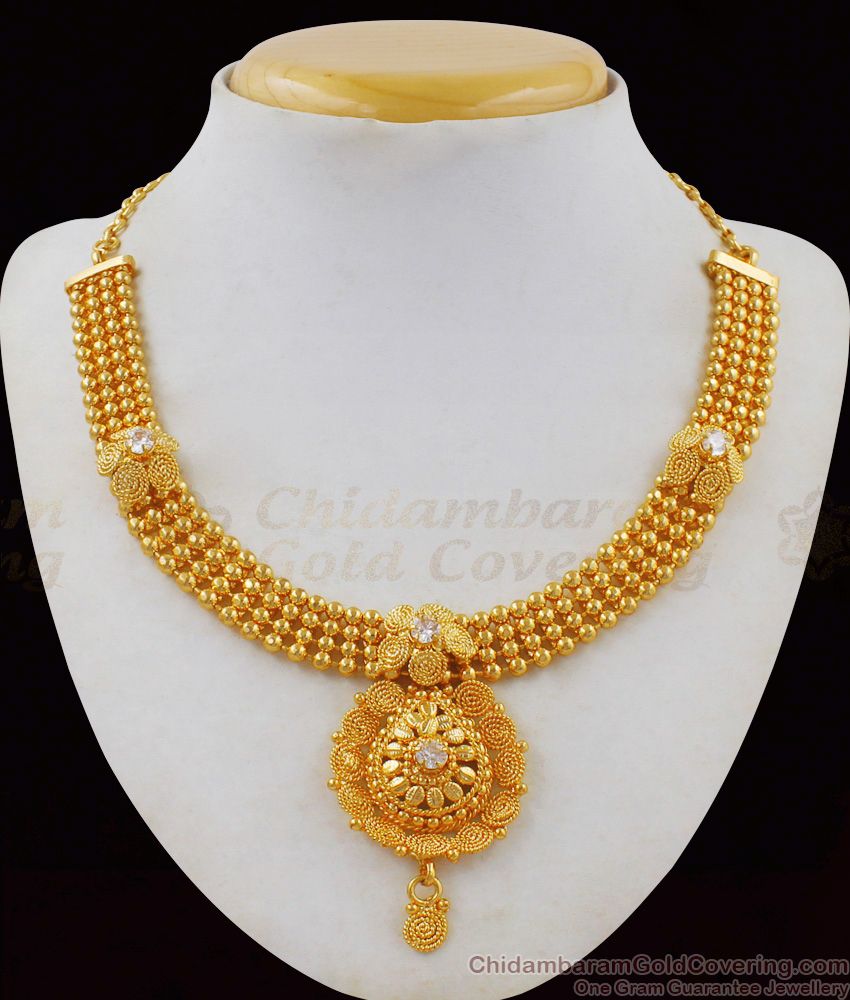 Stunning Kerala Gold Necklace Patterns One Gram Gold Jewelry Buy Online Shopping NCKN1878