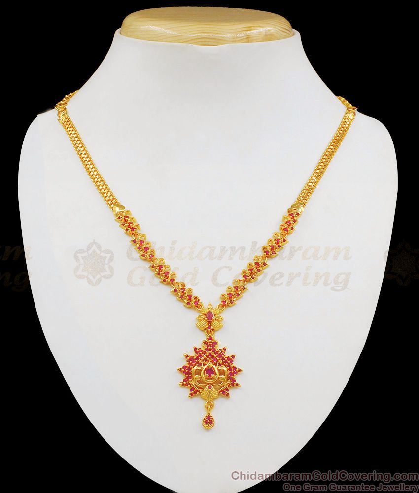 Trendy Ruby Stone Gold Necklace For Occasion Wear Buy Online NCKN1890
