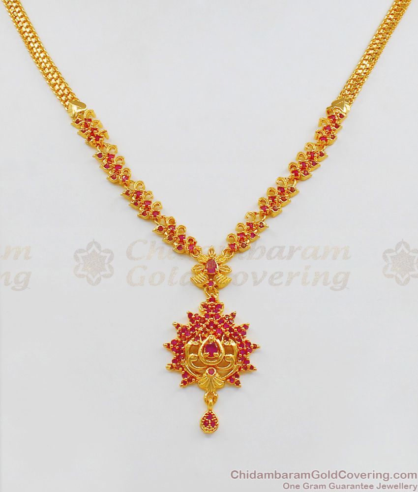 Trendy Ruby Stone Gold Necklace For Occasion Wear Buy Online NCKN1890