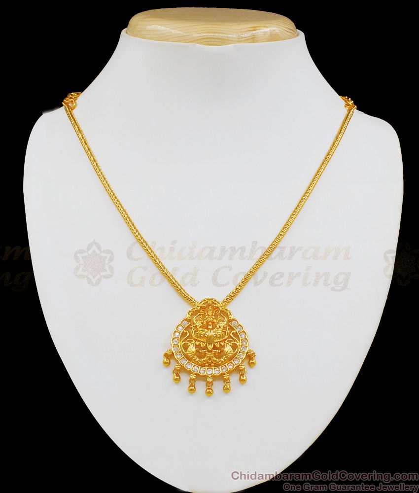 Simple Diamond Necklace Type Lakshmi Design Gold Plated Jewelry NCKN1892