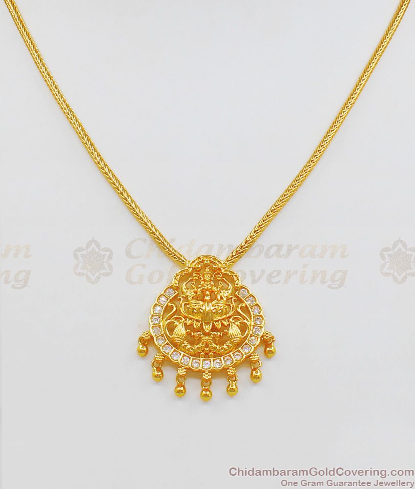 Simple Diamond Necklace Type Lakshmi Design Gold Plated Jewelry NCKN1892