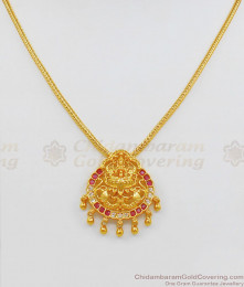 Sparkling Stone Gold Necklace Type Lakshmi Design Gold Plated Jewelry NCKN1893