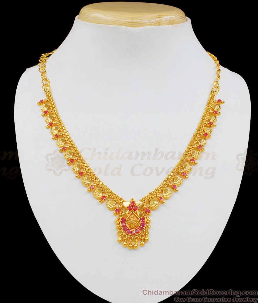Traditional Gold Necklace Type With AD Stones Gold Plated Jewelry NCKN1894