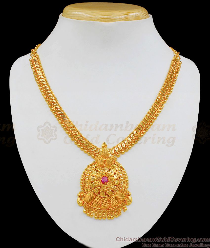 One Gram Gold Necklace Design For Women Gold Plated Jewelry Bridal Collection NCKN1897