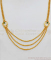 New Arrival Three Lines Gold Necklace With Beautiful Green AD Stone Necklace Collection For Women NCKN1900