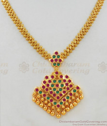 Traditional Multi  Stone Attigai Designs Five Metal Gold Necklace South Indian Jewelry NCKN1906