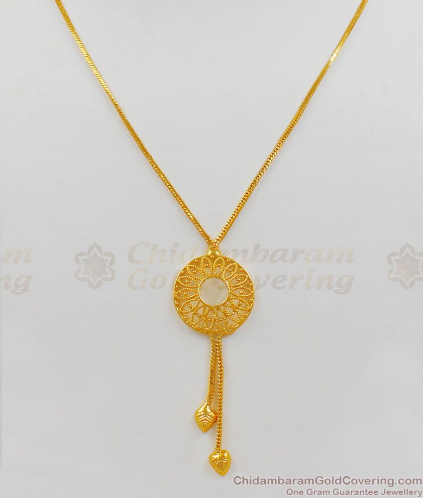 Plain And Round Dollar Short Chain With Pendant Gold Plated Short Chain Collections SMDR502