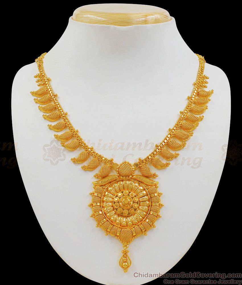 Gold Mango Necklace Design For Women Kerala Jewelry Collections NCKN1919