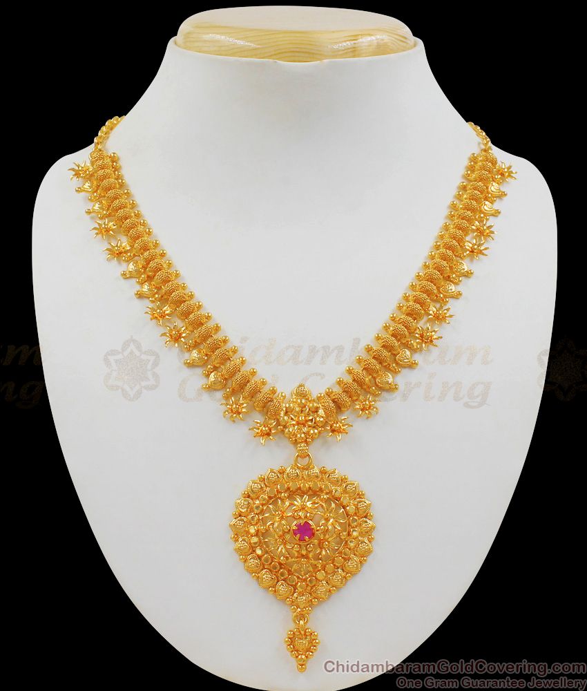 One Gram Gold Necklace Design For Women Gold Plated Jewelry Bridal Collection NCKN1921