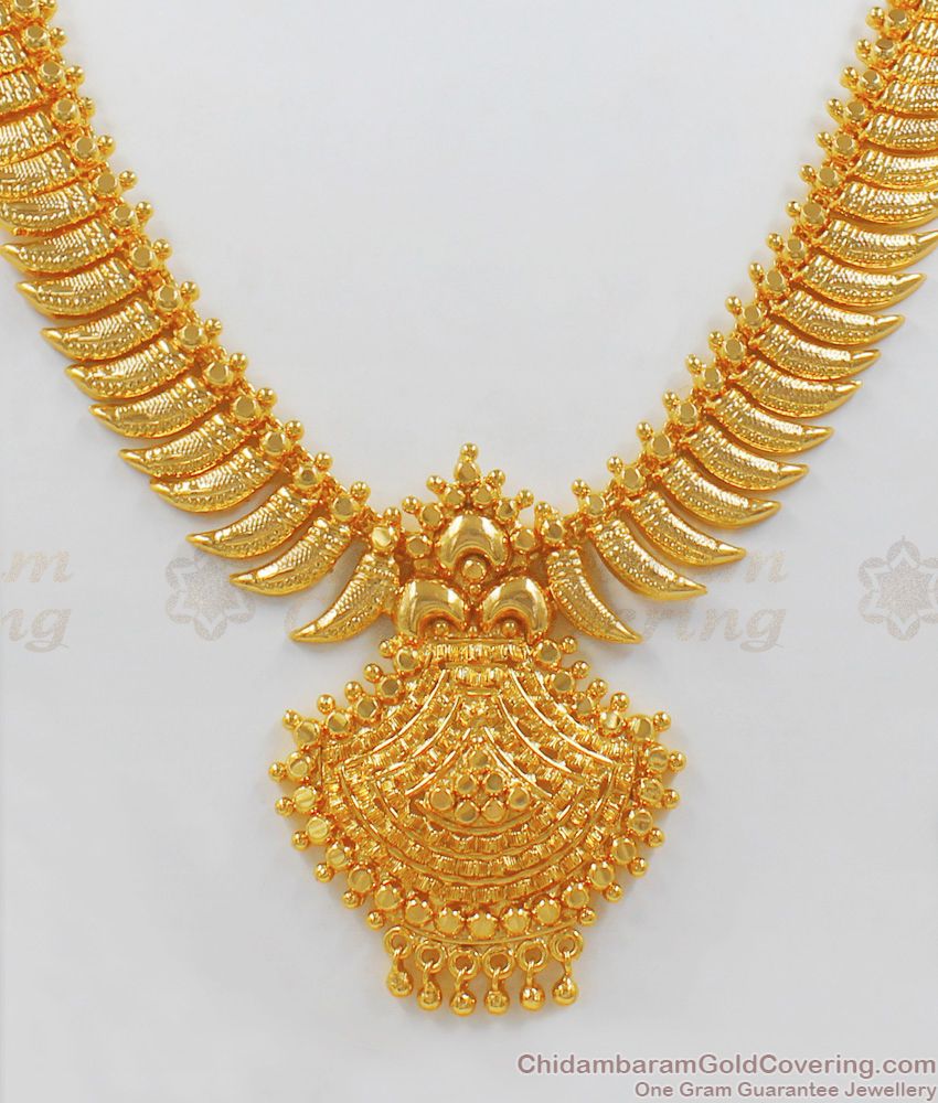 Mullai Leaf Design Trendy Gold Plated Necklace Collection For Marriage NCKN1924