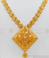 Sparkling White Stone Bridal Wear Gold Necklace Design NCKN1925