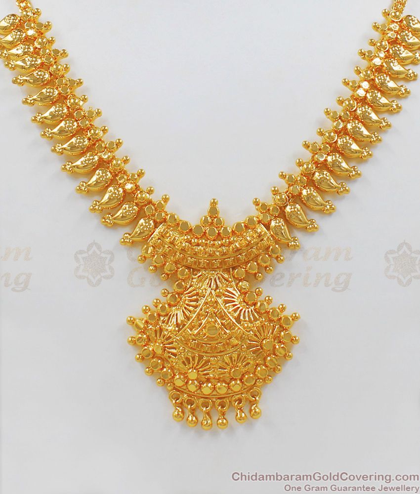 Mango Leaf Design Trendy Gold Plated Necklace Collection For Marriage NCKN1928