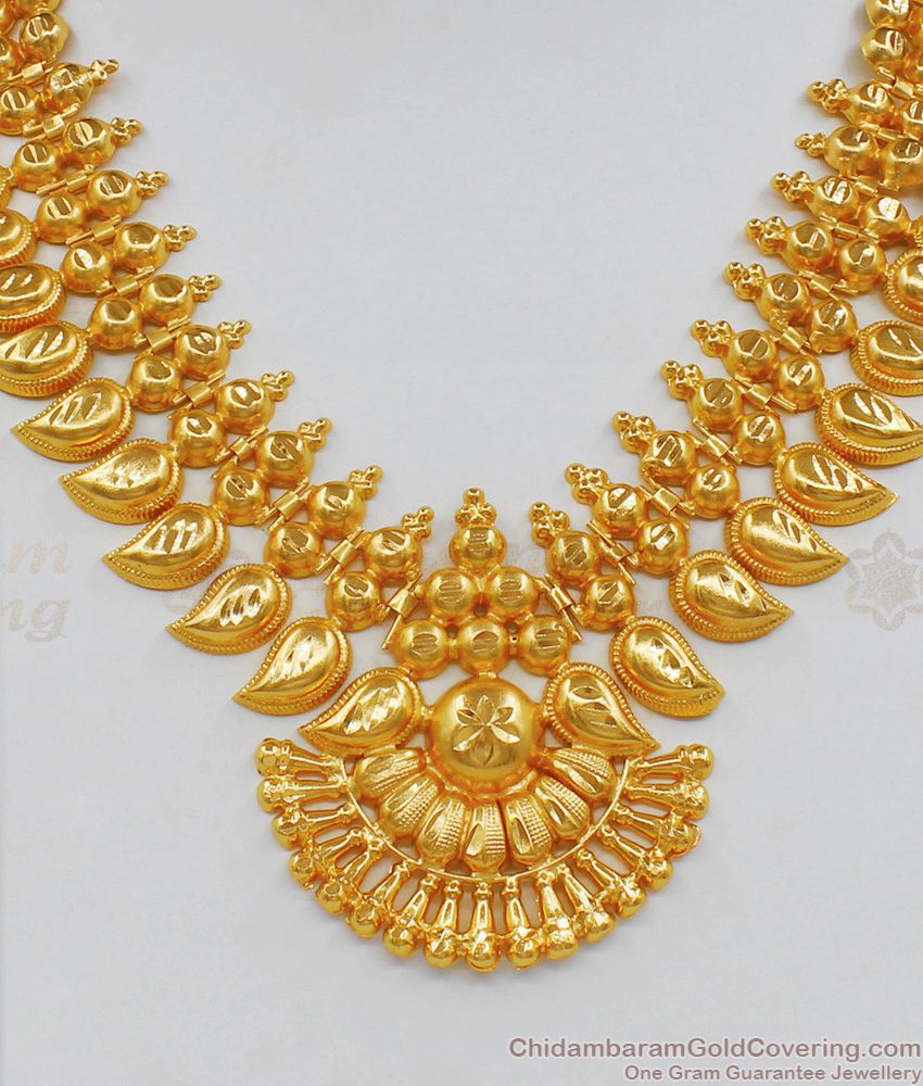 Traditional Kerala Jewelry Mango Design One Gram Gold Necklace NCKN1931