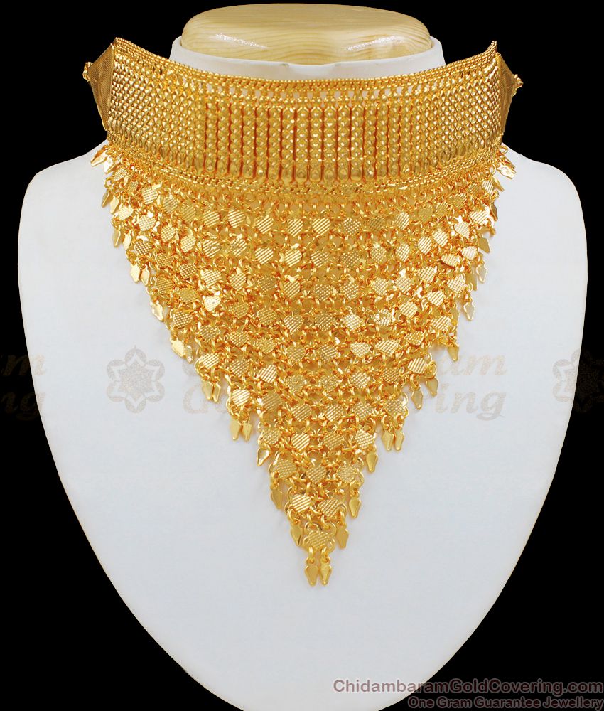Big Size Net Type Gold Necklace Designs Bridal Collection Buy Online Shopping NCKN1935