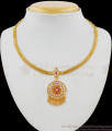 Traditional Impon Attigai Gold Necklace Ruby White Stones Jewellery NCKN1945