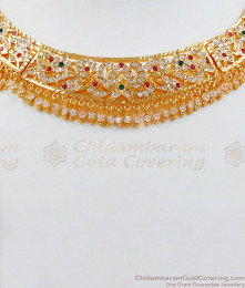  Handmade Grand Gold Choker Impon Attigai Gati Stone Collections NCKN1946