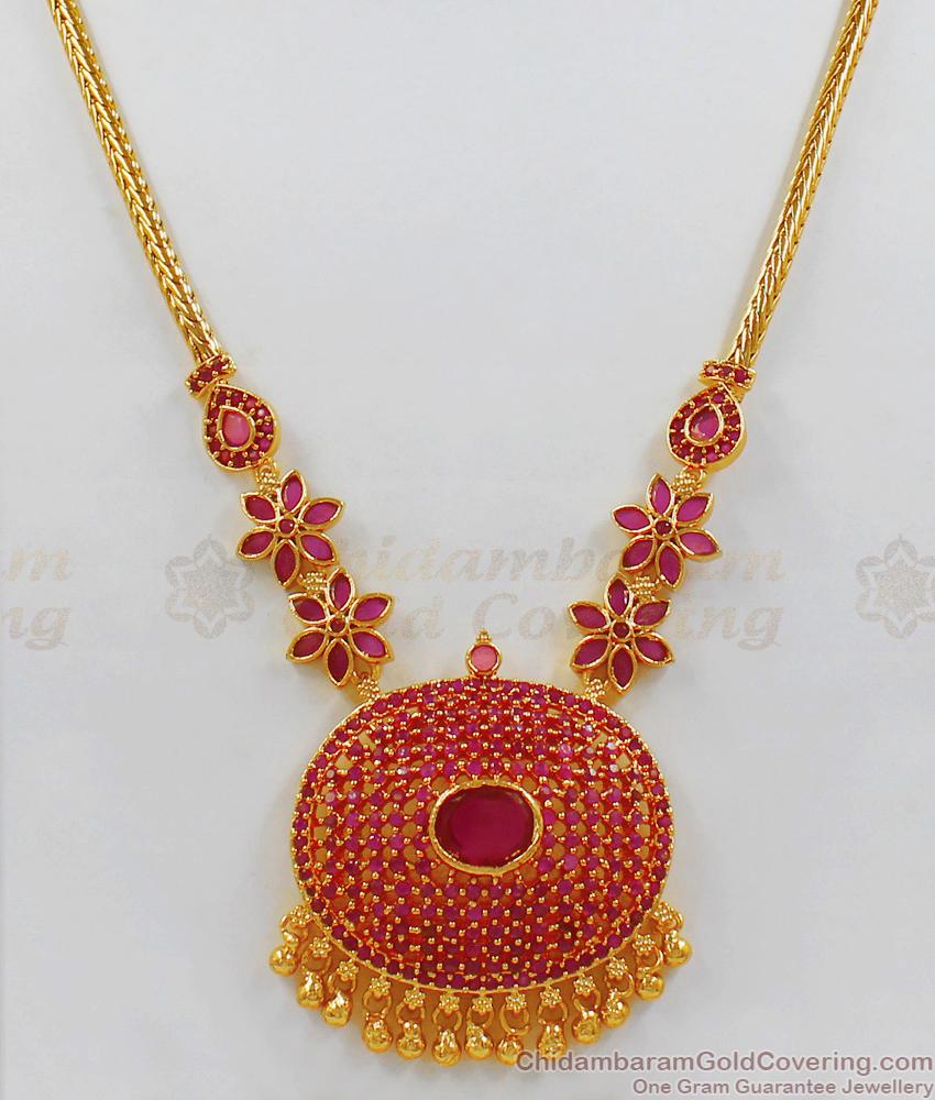 Modern Ruby Gold Necklace Design Imitation Jewelry NCKN1952