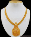 Traditional Single Ruby Stone Gold Necklace Design For Women NCKN1953