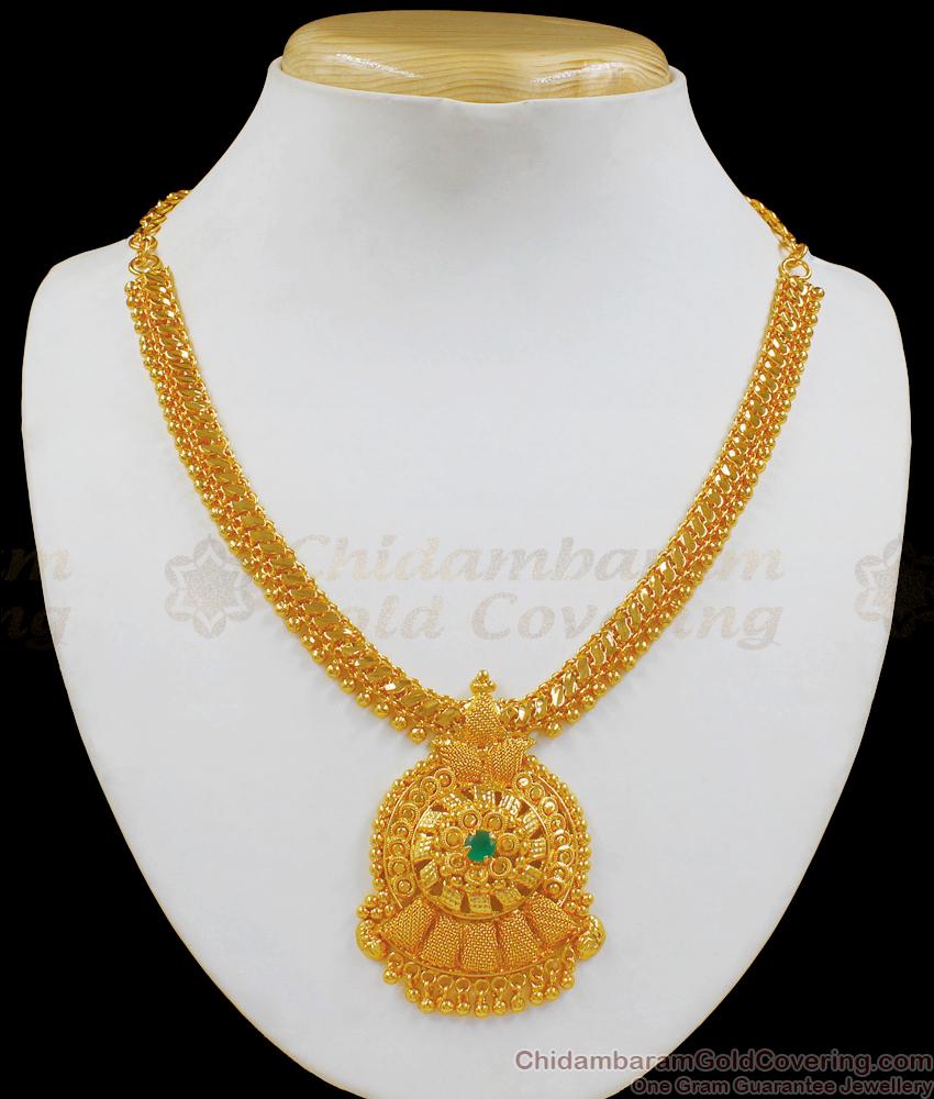 Unique Gold Emerald Stone Necklace Collection NCKN1959